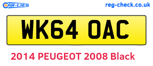 WK64OAC are the vehicle registration plates.