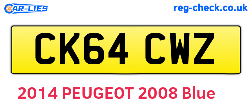 CK64CWZ are the vehicle registration plates.
