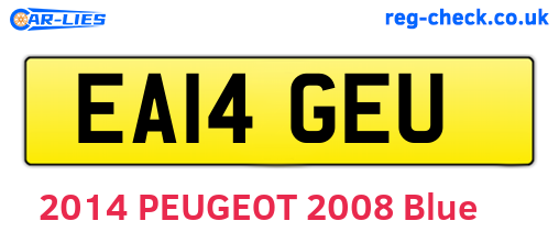 EA14GEU are the vehicle registration plates.