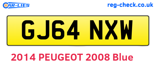 GJ64NXW are the vehicle registration plates.