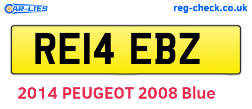 RE14EBZ are the vehicle registration plates.