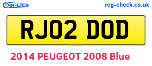 RJ02DOD are the vehicle registration plates.