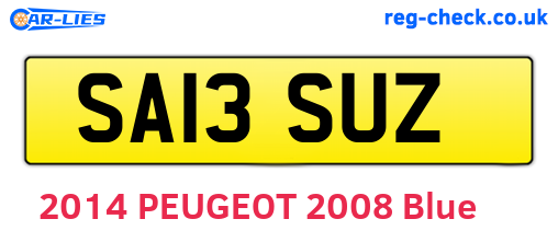 SA13SUZ are the vehicle registration plates.