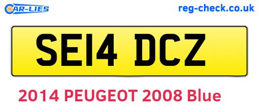 SE14DCZ are the vehicle registration plates.