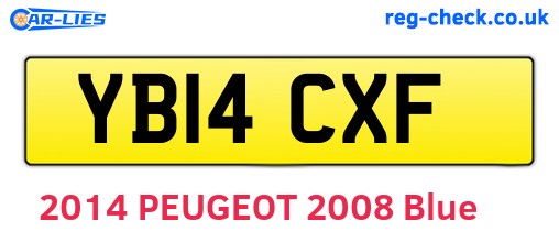 YB14CXF are the vehicle registration plates.