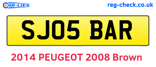 SJ05BAR are the vehicle registration plates.