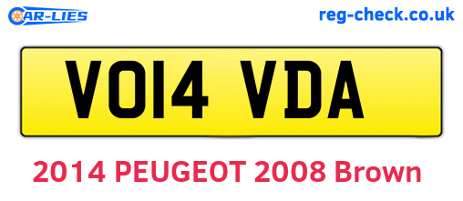VO14VDA are the vehicle registration plates.