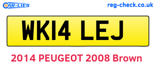 WK14LEJ are the vehicle registration plates.