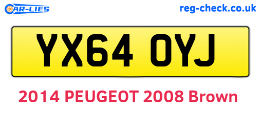 YX64OYJ are the vehicle registration plates.