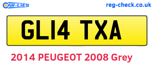 GL14TXA are the vehicle registration plates.