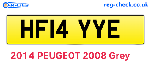HF14YYE are the vehicle registration plates.