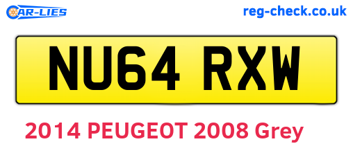 NU64RXW are the vehicle registration plates.