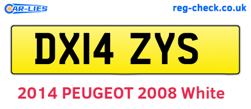 DX14ZYS are the vehicle registration plates.