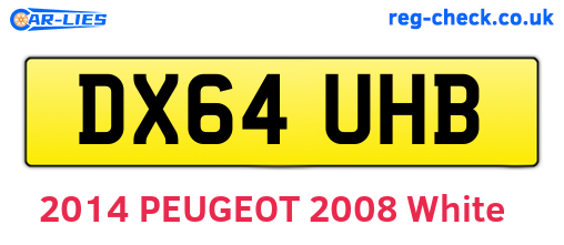 DX64UHB are the vehicle registration plates.
