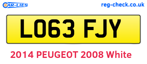 LO63FJY are the vehicle registration plates.