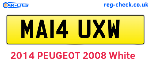 MA14UXW are the vehicle registration plates.