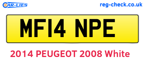 MF14NPE are the vehicle registration plates.