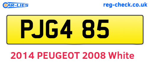 PJG485 are the vehicle registration plates.