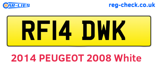 RF14DWK are the vehicle registration plates.