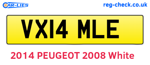 VX14MLE are the vehicle registration plates.