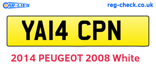 YA14CPN are the vehicle registration plates.