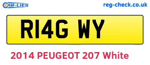 R14GWY are the vehicle registration plates.