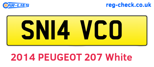 SN14VCO are the vehicle registration plates.