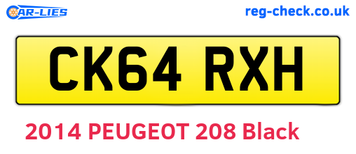 CK64RXH are the vehicle registration plates.