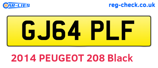GJ64PLF are the vehicle registration plates.