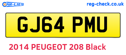 GJ64PMU are the vehicle registration plates.