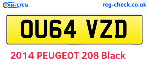 OU64VZD are the vehicle registration plates.