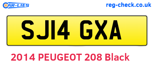 SJ14GXA are the vehicle registration plates.