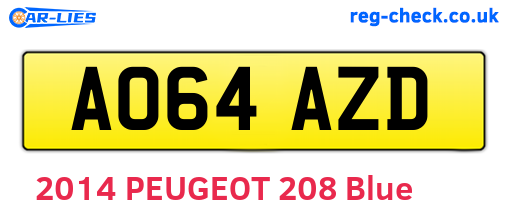 AO64AZD are the vehicle registration plates.