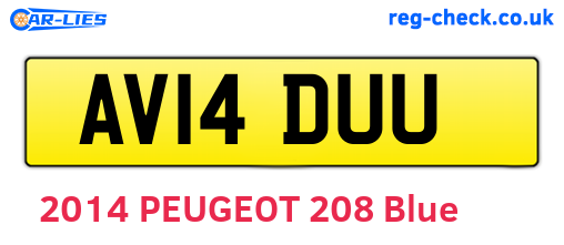 AV14DUU are the vehicle registration plates.