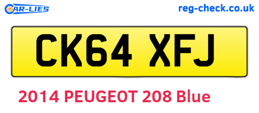 CK64XFJ are the vehicle registration plates.
