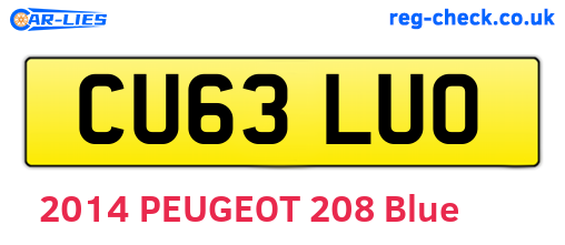 CU63LUO are the vehicle registration plates.
