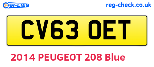 CV63OET are the vehicle registration plates.