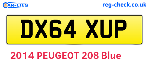 DX64XUP are the vehicle registration plates.