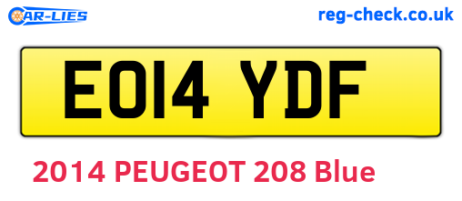 EO14YDF are the vehicle registration plates.