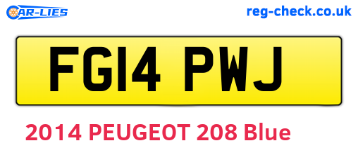 FG14PWJ are the vehicle registration plates.