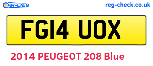 FG14UOX are the vehicle registration plates.