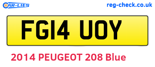 FG14UOY are the vehicle registration plates.