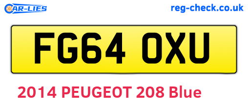 FG64OXU are the vehicle registration plates.