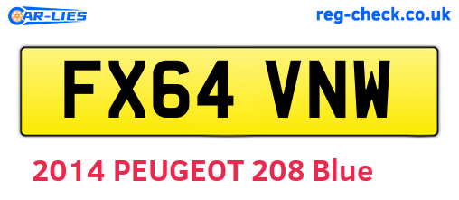 FX64VNW are the vehicle registration plates.