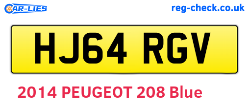 HJ64RGV are the vehicle registration plates.