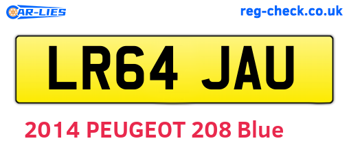 LR64JAU are the vehicle registration plates.