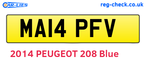 MA14PFV are the vehicle registration plates.