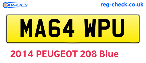 MA64WPU are the vehicle registration plates.