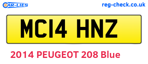 MC14HNZ are the vehicle registration plates.