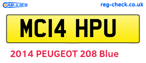 MC14HPU are the vehicle registration plates.